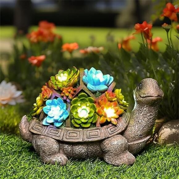 Solar Garden Statues Turtle Figurine Lights for Outside,Yard Decorations Outdoor - Picture 7 of 7